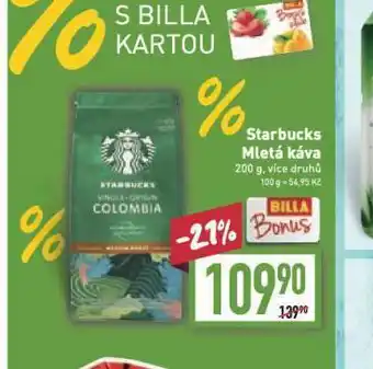 Billa Starbucks mletá káva nabídka