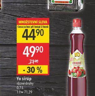 Globus Yo sirup nabídka
