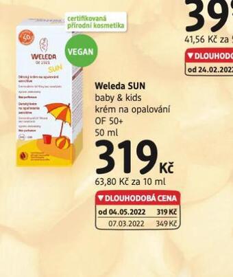 dm drogerie Weleda sun krém na opalování nabídka