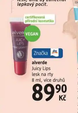 dm drogerie Alverde juicy lips lesk na rty nabídka
