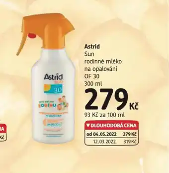 dm drogerie Astrid sun rodinné mléko na opalování of 30 nabídka