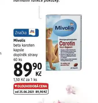 dm drogerie Mivolis beta karoten kapsle nabídka
