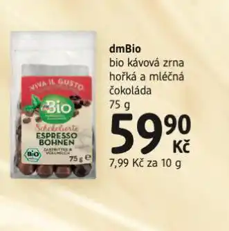 dm drogerie Dmbio bio kávová zrna v čokoládě nabídka