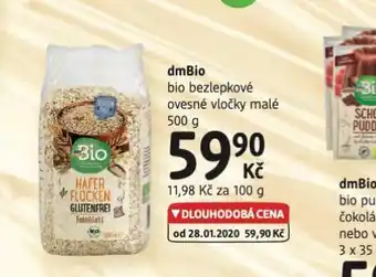 dm drogerie Dmbio bio bezlepkové ovesné vločky malé nabídka