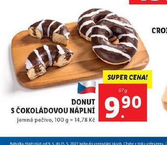 Lidl Donut s čokoládovou náplní nabídka
