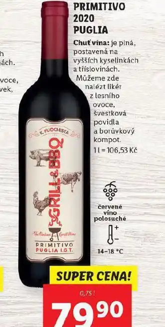 Lidl Primitivo 2020 puglia nabídka