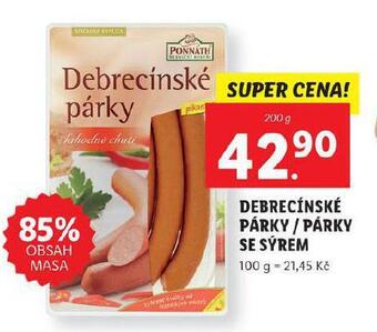 Lidl Debrecínské párky nabídka