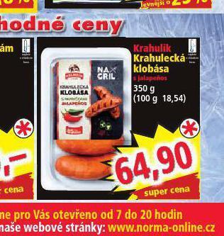 Norma Krahulecká klobása nabídka