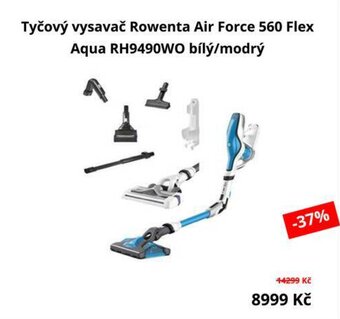 Datart Tyčový vysavač Rowenta Air Force 560 Flex Aqua RH9490WO bílý/modrý nabídka