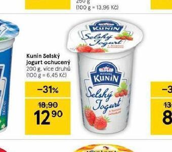 Tesco Kunín selský jogurt ochucený nabídka
