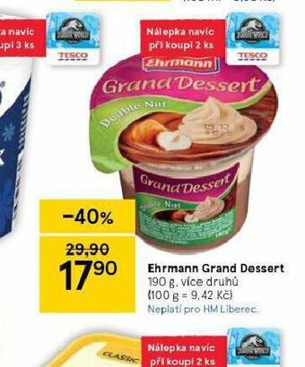 Tesco Ehrmann grand dessert nabídka
