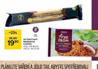 Tesco Uni roll czech bezlepkové trubičky nabídka
