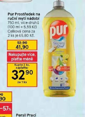Tesco Pur prostředek na ruční mytí nádobí nabídka