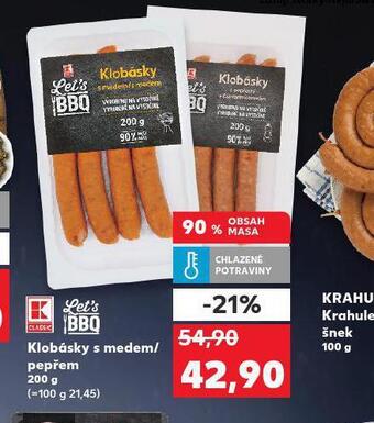 Kaufland Klobásy s medem / pepřem nabídka