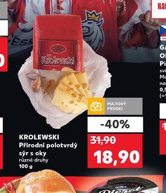 Kaufland Krolewski přírodní polotvrdý sýr s oky nabídka
