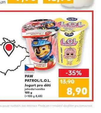 Kaufland Paw patrol jogurt pro děti nabídka