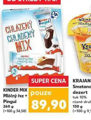 Kaufland Kinder max mléčné řezy + pinguí nabídka