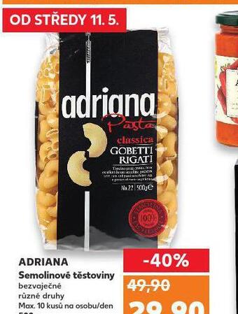 Kaufland Adriana semolinové těstoviny nabídka