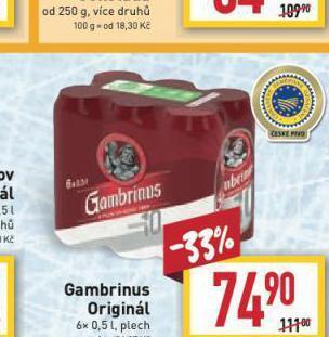 Billa Pivo gambrinus originál nabídka