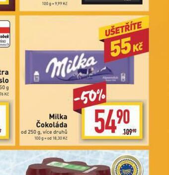 Billa Milka čokoláda nabídka