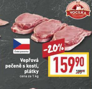 Billa Vepřová pečeně s kostí, plátky nabídka
