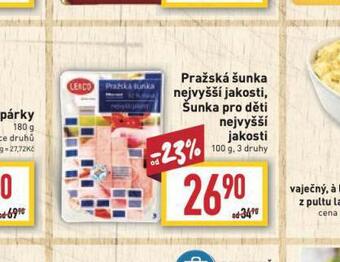 Billa Pražská šunka nejvyšší jakosti nabídka