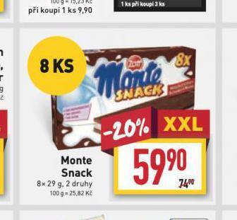 Billa Monte snack nabídka