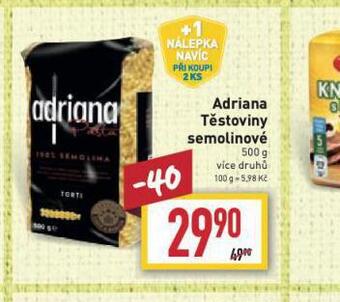 Billa Adriana těstoviny semolinové nabídka