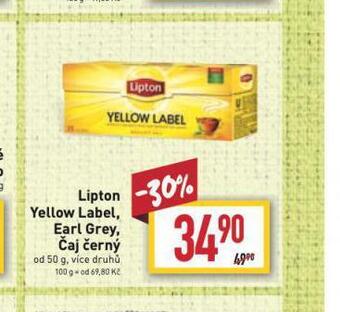 Billa Lipton yellow label, earl grey, čaj černý nabídka