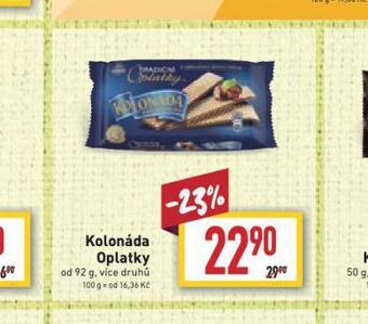 Billa Kolonáda oplatky nabídka