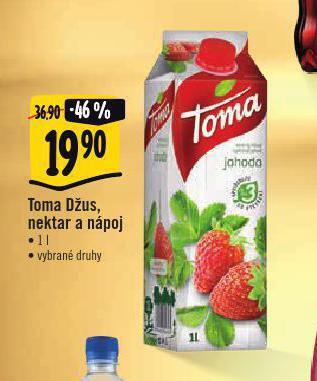 Jip Toma džus, nektar a nápoj nabídka