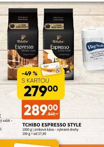 Terno Tchibo espresso style zrnková káva nabídka