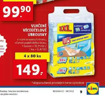 Lidl W5 vlhčené ubrousky xxl nabídka