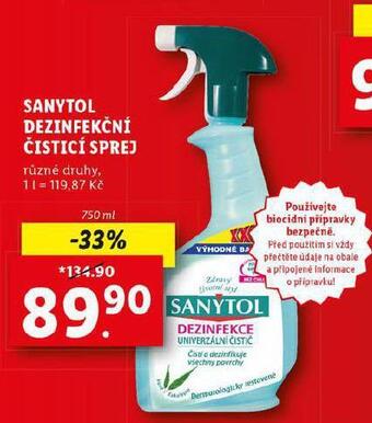 Lidl Sanytol dezinfekční čistící sprej nabídka