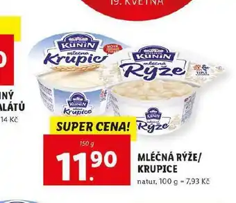 Lidl Kunín krupice mléčná nabídka