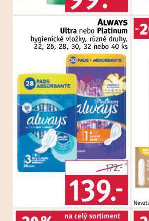 Rossmann Always dámské vložky nabídka