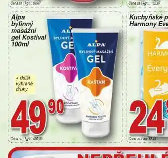Lidl Alpa bylinný masážní gel kostival nabídka
