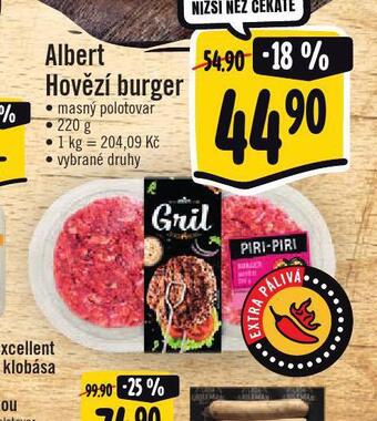 Jip Albert hovězí burger nabídka