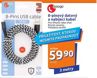 Action 8-pinový datový a nabíjecí kabel 3m nabídka