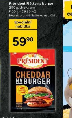 Tesco Président plátky na burger nabídka