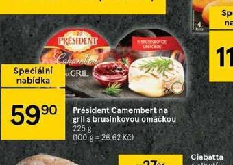 Tesco Président camembert na gril s brusinkovou omáčkou nabídka