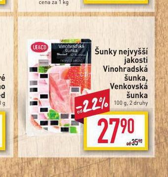Billa Venkovská šunka nejvyšší jakosti nabídka