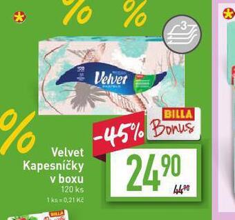 Billa Velvet kapesníčky v boxu nabídka