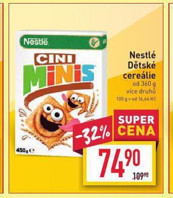Billa Nestlé dětské cereálie nabídka