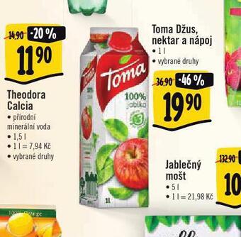 Albert Toma džus, nektar a nápoj nabídka