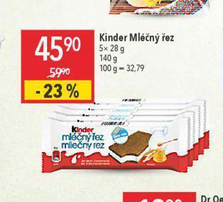 Kinder mléčný řez