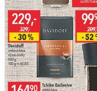 Globus Davidoff zrnková káva nabídka