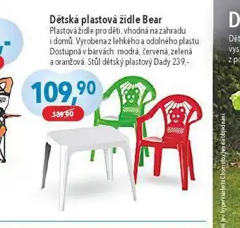 Dětská plastová židle bear