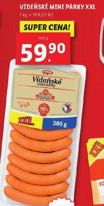 Lidl Vídeňské mini párky xxl nabídka