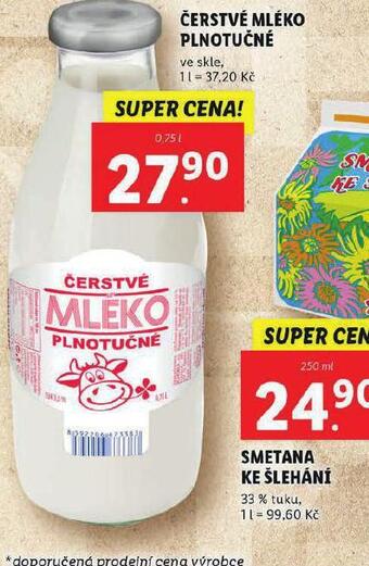 Lidl Čerstvé mléko plnotučné nabídka